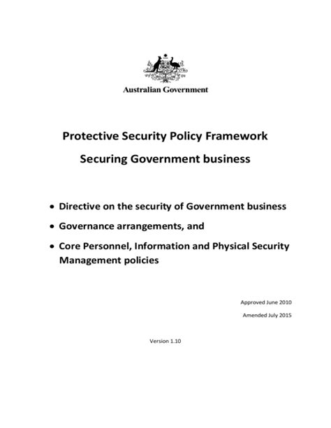 Protective Security Policy Framework