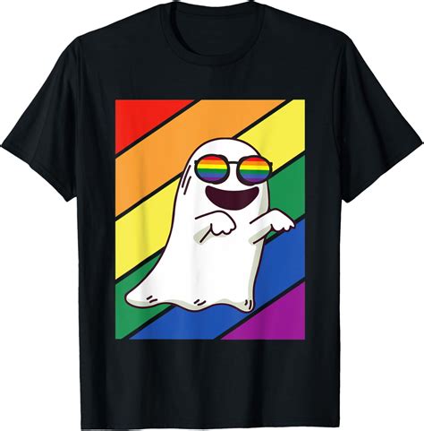 Lgbtq Flag Gay Pride Month Rainbow Ghost With Lgbt Glasses T Shirt Walmart