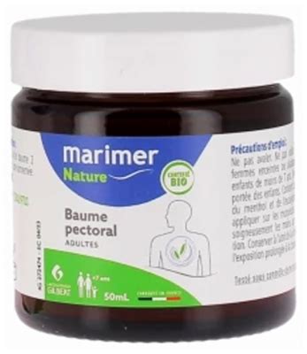 Marimer Nature Baume Pectoral Adulte Apaisant Eucalyptus Bio 50 Ml