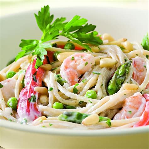 Creamy Garlic Pasta With Shrimp And Vegetables For Two Recipe