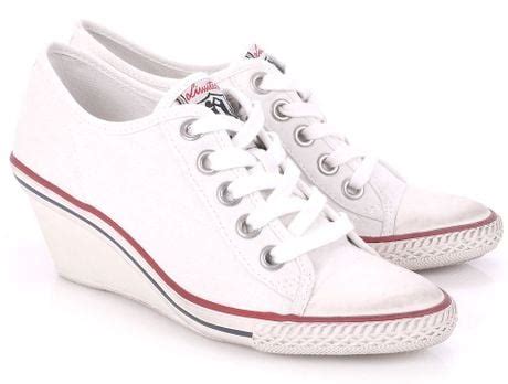 Ash Ginger Canvas Wedge Sneakers in White | Lyst