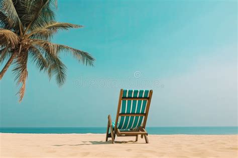 Beach Chair Near Palm Tree On Tropical Beach Summer Vacation Concept Generative Ai Stock