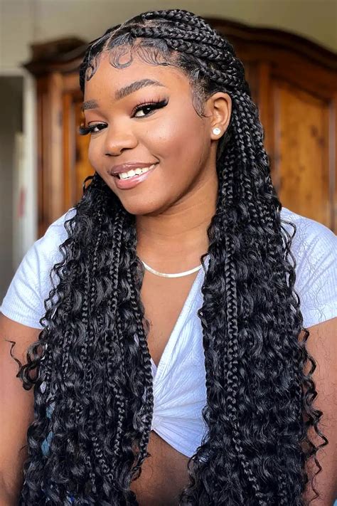 Boho Box Braid Wigs Full Hd Lace Knotless Braided With Curly Hair