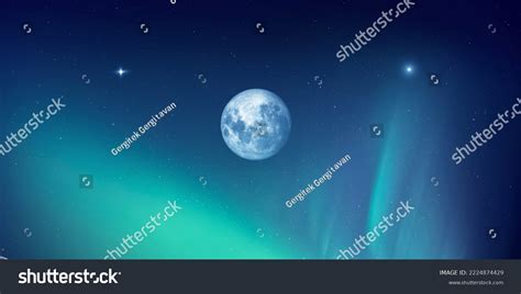 Full Moon Space Aurora Borealis Stock Photo 2224874429 Shutterstock