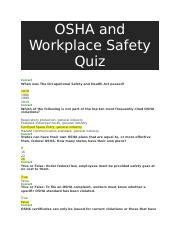 OSHA and Workplace Safety Quiz.docx - OSHA and Workplace Safety Quiz ...