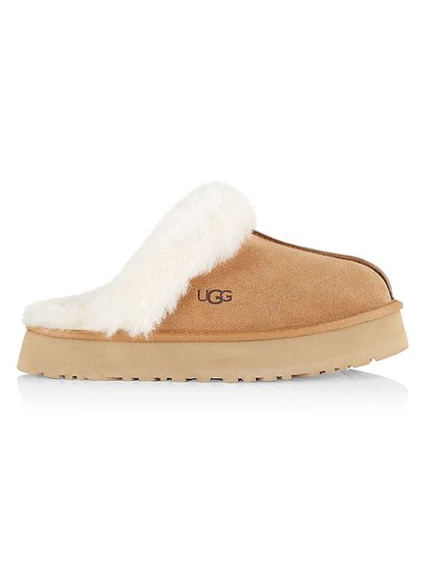 Ugg Disquette Suede Slippers In Natural Lyst