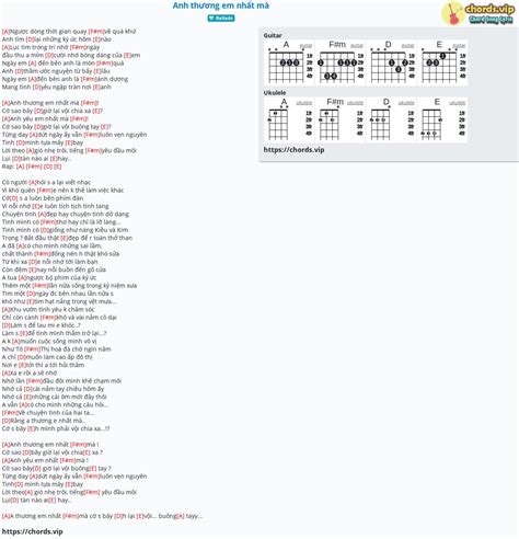 Hợp âm Anh Thương Em Nhất Mà Cảm âm Tab Guitar Ukulele Lời Bài