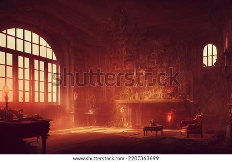 Creepy Interior Abandoned Fantasy Mansion Concept Stock Illustration ...