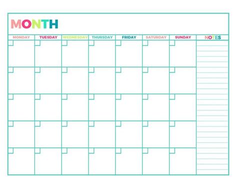 Undated Calendar Printable