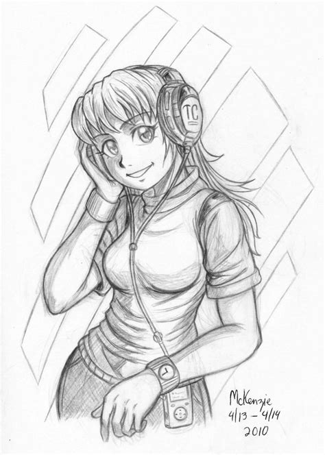 Girl With Headphones Drawing At Getdrawings Free Download