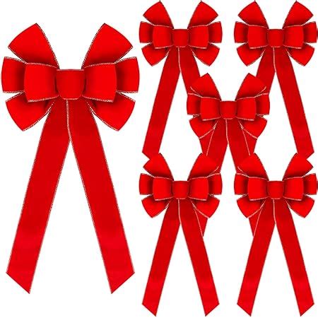 Amazon Lyrow 6 Pieces Large Red Christmas Bows 26 X 12 Inch Red