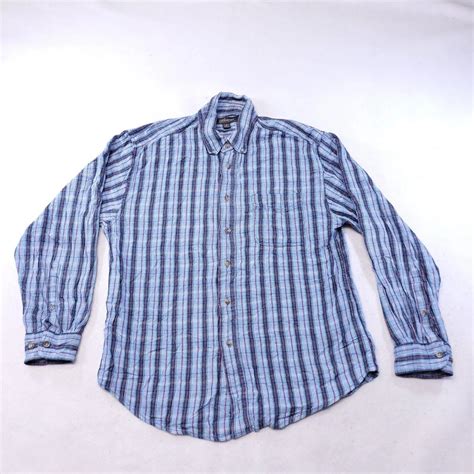 Croft And Barrow Flannel Button Up Shirt Mens Size Medium M Blue Striped