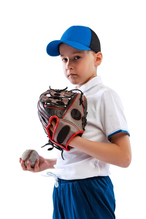 Retrato Do Jogador De Beisebol Infantil Iniciante Em Uniforme Esportivo