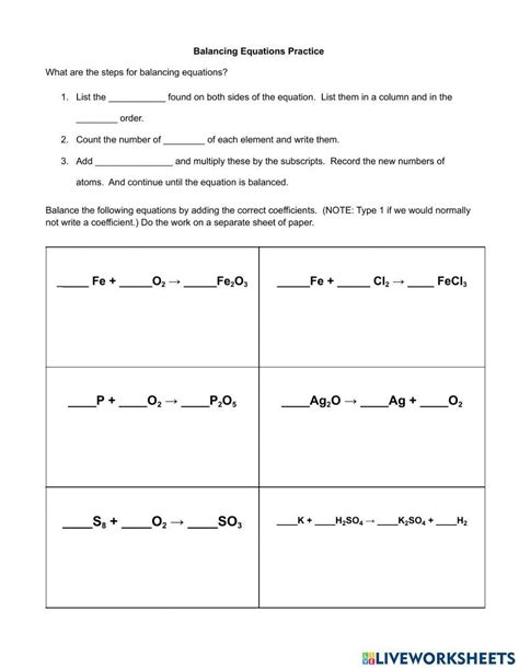 Balancing Chemical Equations Worksheet | STEM Sheets - Worksheets Library