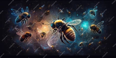 Premium Photo Honey Bee In Outer Space Space Fantasy