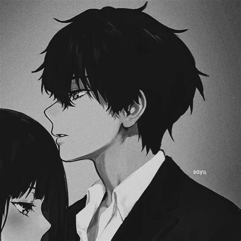 two anime characters one with black hair and the other with dark hair ...