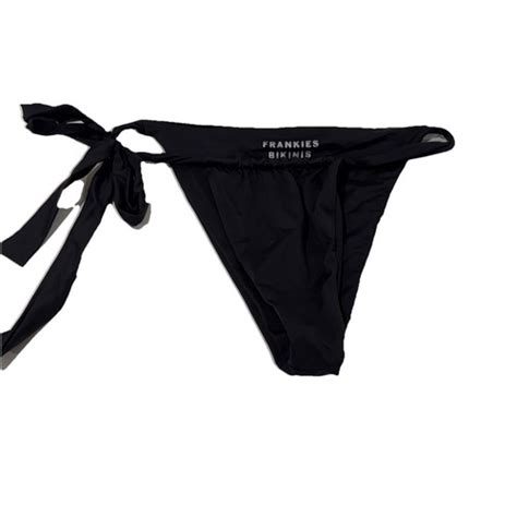 Frankies Bikinis Kealy Tie Side Cheeky Bikini Bottom Black Size Medium M EBay