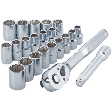 Craftsman 22 Piece 72 Tooth 12 In Drive Full Polish Handle Ratchet Set Cmmt12015 At