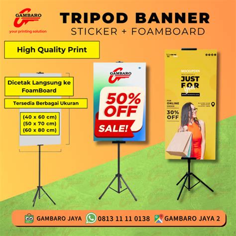 Jual Cetak Tiang Promosi Tripod Banner Stand Standing Banner