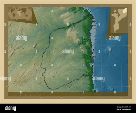Cabo Delgado Province Of Mozambique Colored Elevation Map With Lakes