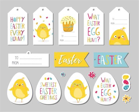 Premium Vector Set Of Easter Gift Tags Scrapbooking Elements Labels