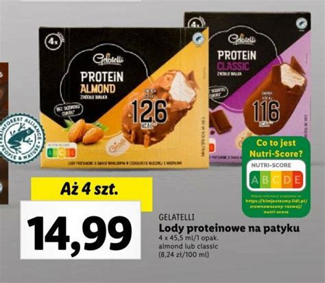 Promocja GELATELLI Lody Proteinowe Na Patyku 4x45 5ml Lidl