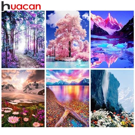 HUACAN Diamond Painting Landscape Diamond Embroidery Full Round Diy Kit