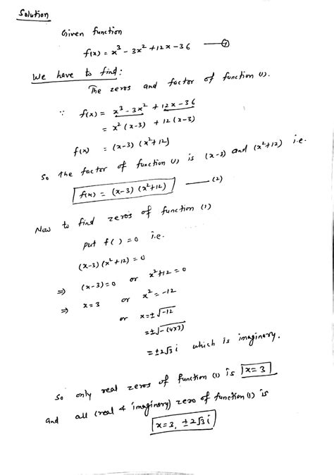 Solved Find All Zeros And Factor The Function Completely Fxx3 3x212x 36 Course Hero