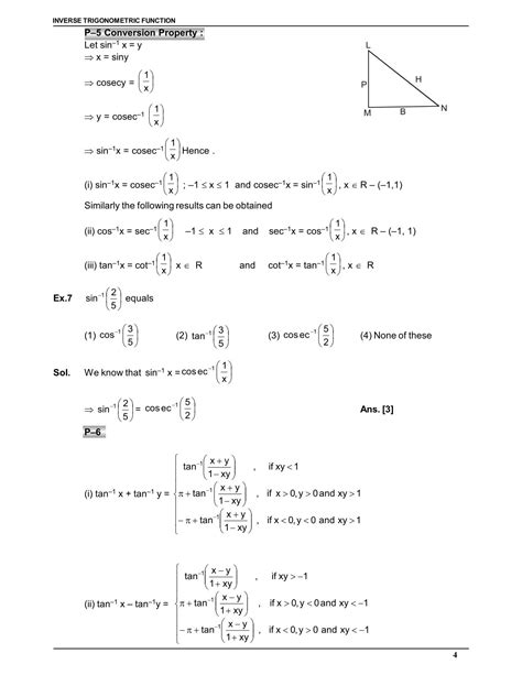 Inverse Trigonometric Function Notes For Class 12 And Iit Jee