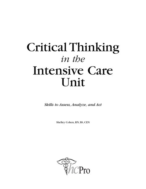 Critical thinking in the intensive care unit