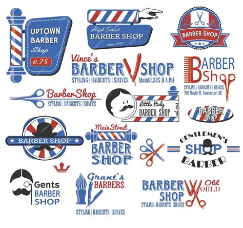 Premium Vector A Collage Of Different Logos For Barber Shop