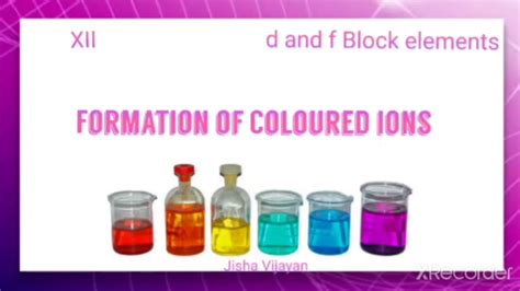 Formation Of Coloured Ions D Block Elements Youtube