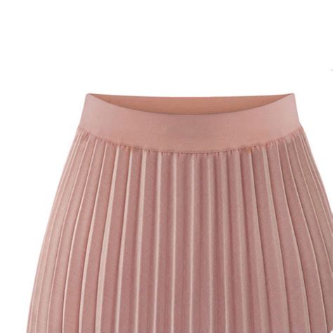 Buy Womens Solid Pleated Elegant Midi Elastic Waist Maxi Skirt At Affordable Prices — Free