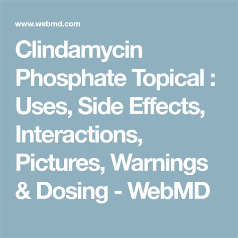 Clindamycin Phosphate Topical Uses Side Effects Interactions