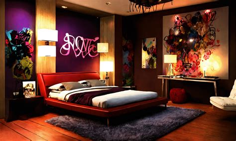 Lexica Romantic Grafitti Night Celing Bedroom Fluffy Rug Dark