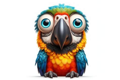 Premium Photo Full Body Funny Portrait Of Surprised Macaw Parrot With