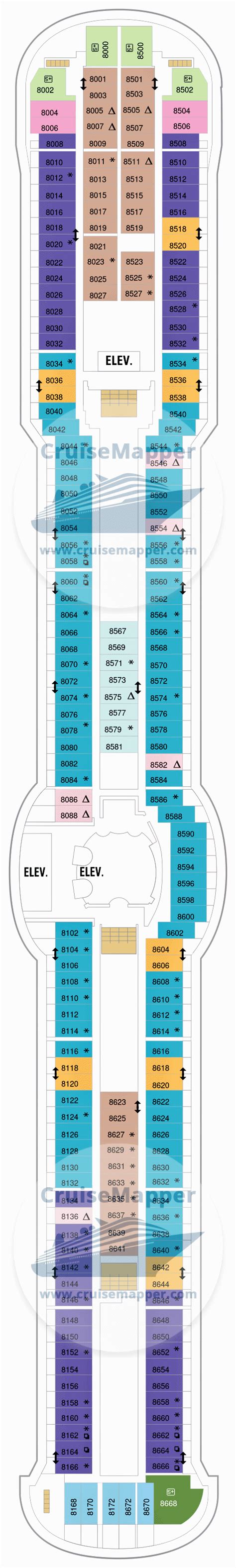 Radiance Of The Seas deck 8 plan | CruiseMapper