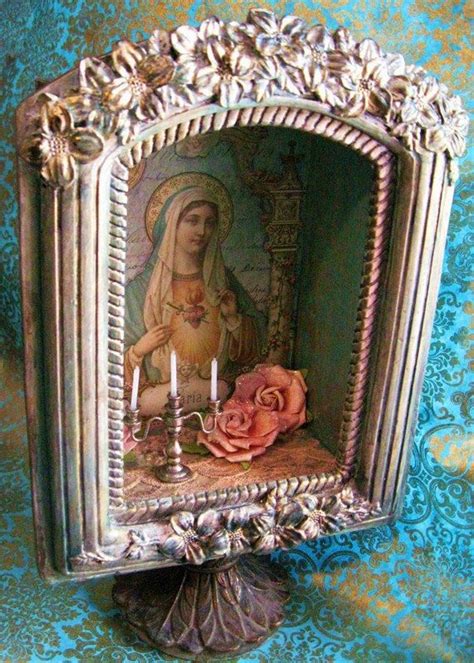 Sale Maria Shrine Box Shelf Altar Pedestal Art Assemblage Etsy In