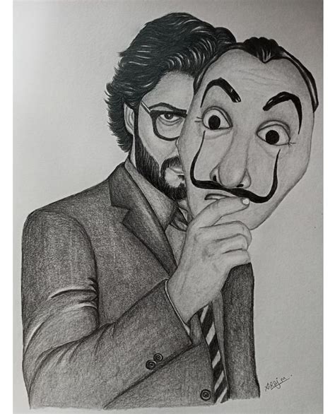 Money Heist Pencil Drawing by Viraj Artiste