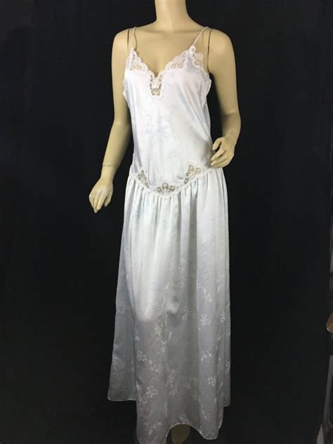 Peignoir Set Floral Satin Nightgown And Half Robe S Gem