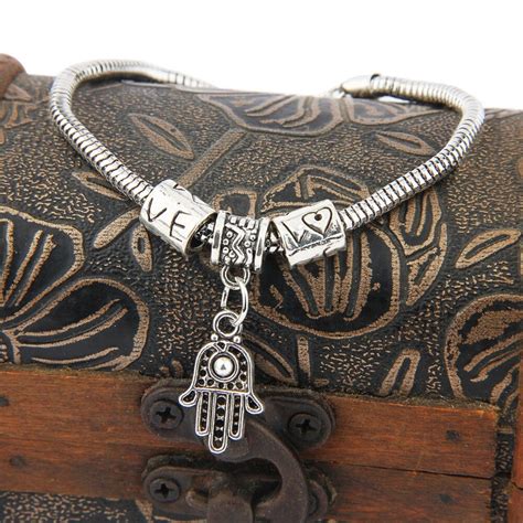 Bespmosp pulsera de Fátima chapada en plata Vintage para hombre y mujer