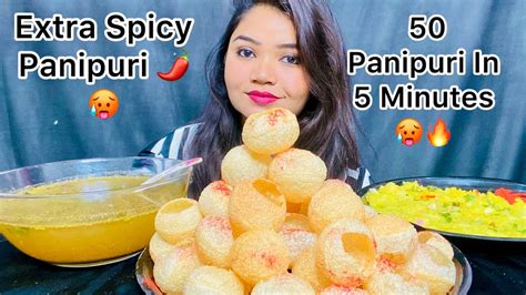 Extra Spicy Panipuri Challenge 🥵 50 Panipuri In 5 Minutes 🔥 Asmr