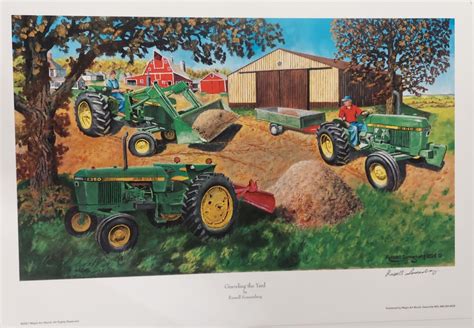 John Deere Tractor Art Print Titled Graveling the Yard by Russell Sonnenberg - Etsy