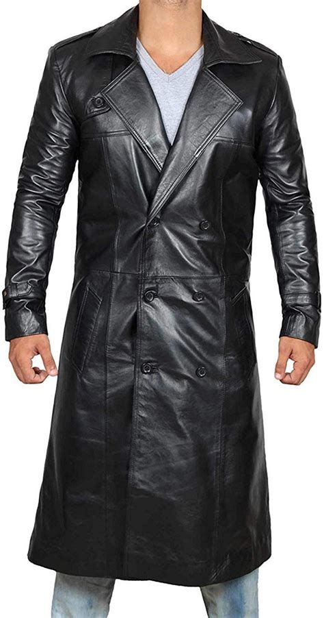 économies Et Offres Disponibles Shopping Fait Plaisir Leather Trench Coat Long Coat For Men Full