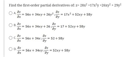 Answered Find The First Order Partial Bartleby