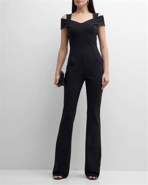 Chiara Boni La Petite Robe Gakuto Cold Shoulder Flared Leg Jumpsuit