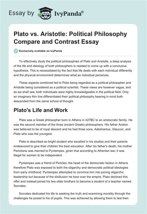 Plato Vs Aristotle Political Philosophy Compare And Contrast Essay