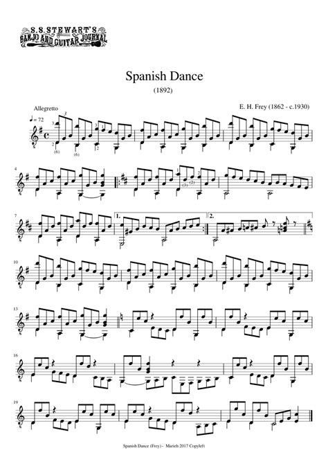 Spanish Dance E H Frey C Sheet Music For Guitar Solo