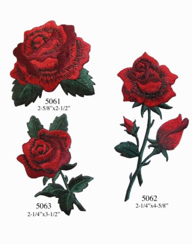 Lot 3pcs Red Rose Flower Embroidery Iron On Applique Patch Ebay