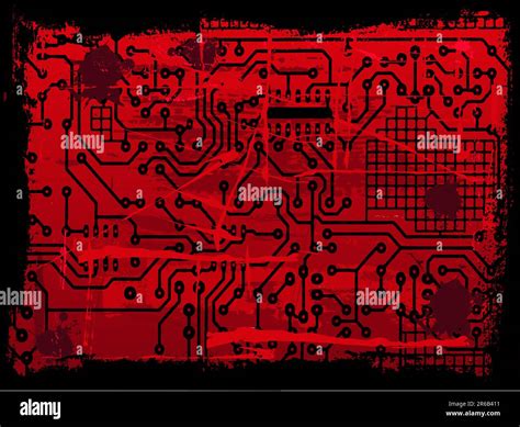 Grunge Circuit Board Effect With Paint Splats Stock Vector Image And Art